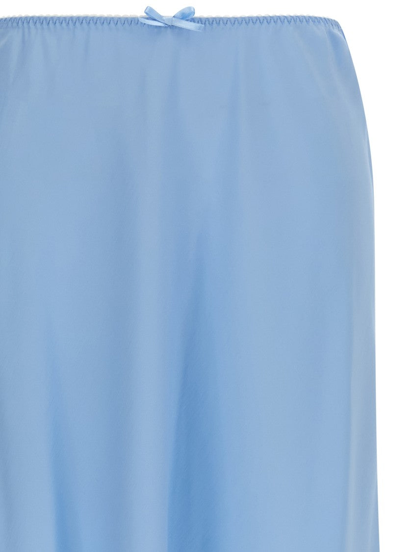 Moschino Silk Twill Midi Skirt With Lace Insert And Flared Silhouette