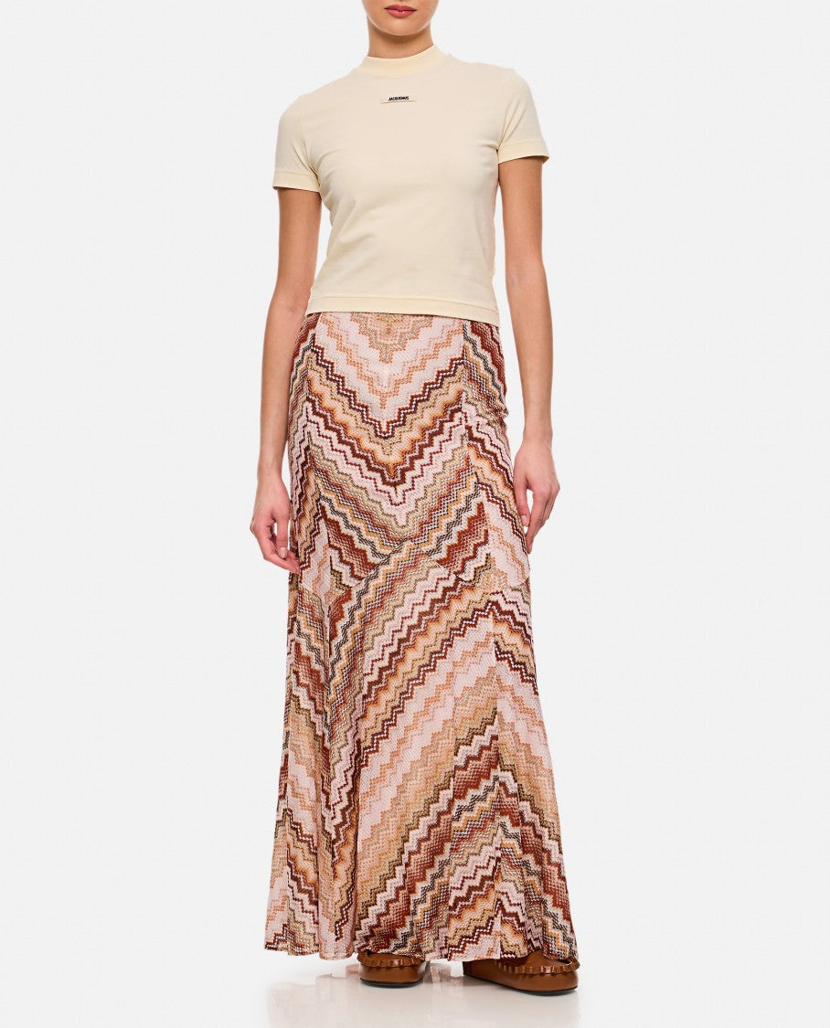 Jacquemus Fitted Round Neck T-Shirt With Logo Label In Beige