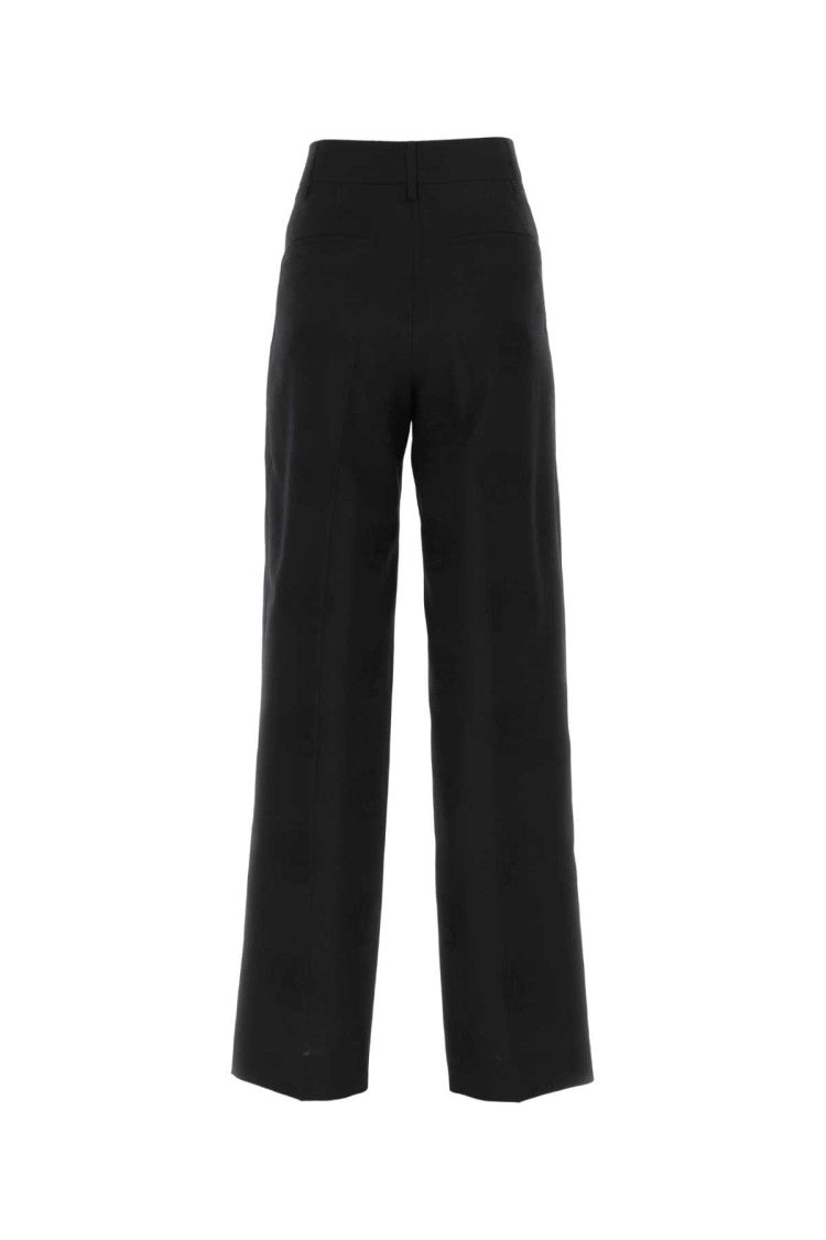 Burberry Black Wool Blend Wide-Leg Pant