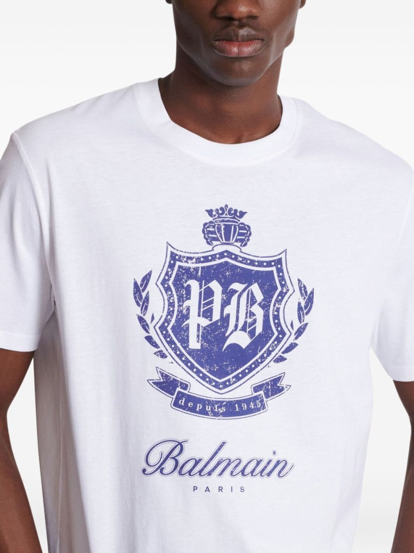 Balmain Graphic-Print White T-Shirt