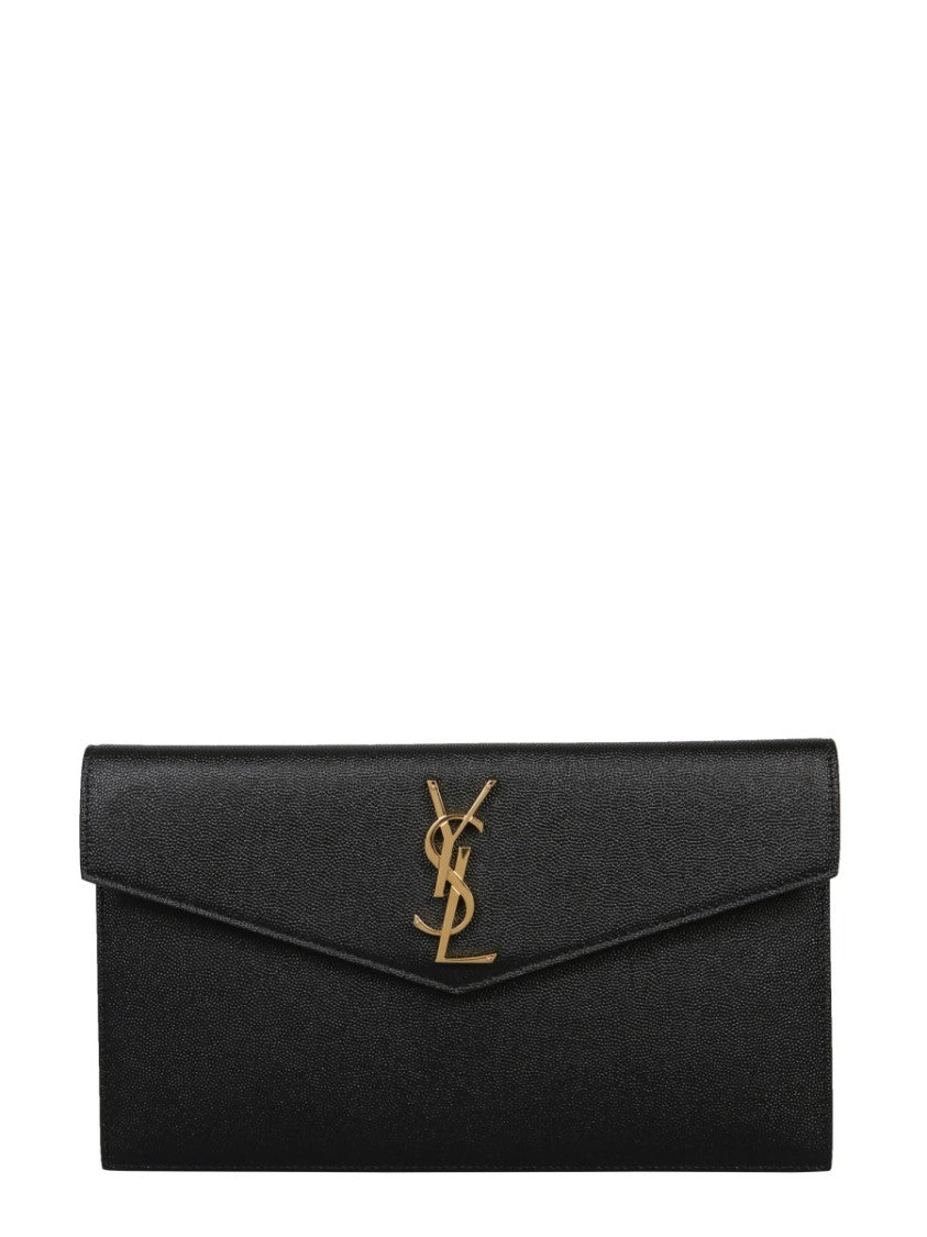 Saint Laurent Rectangular Calfskin Pouch With Magnetic Flap Closure