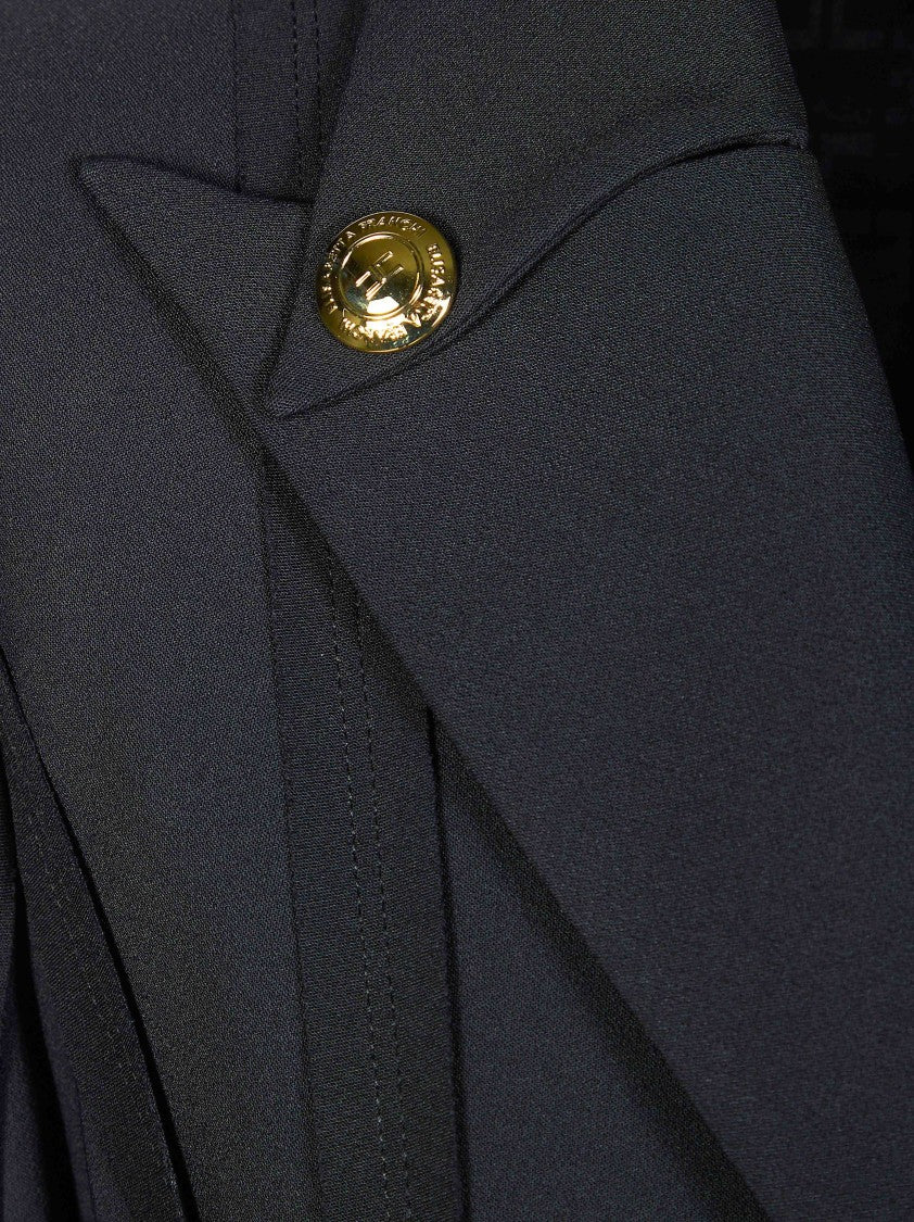 Elisabetta Franchi Tailored Double Breasted Gold Buttons Blazer