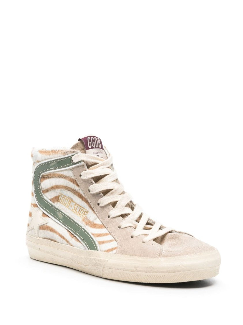 Golden Goose Light Beige Star Patch Zip Sneakers