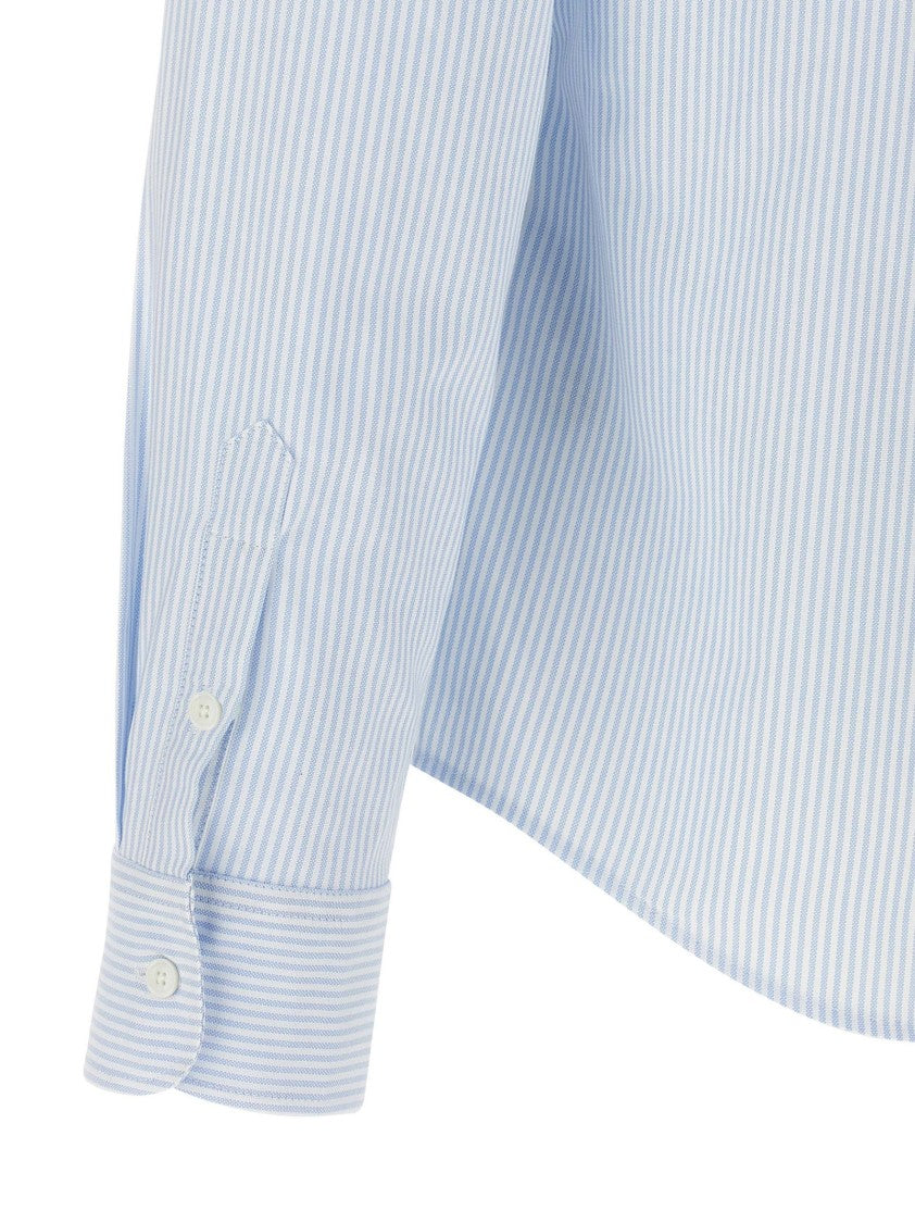 Ami Striped Oxford Cotton Shirt With Button-Down Style