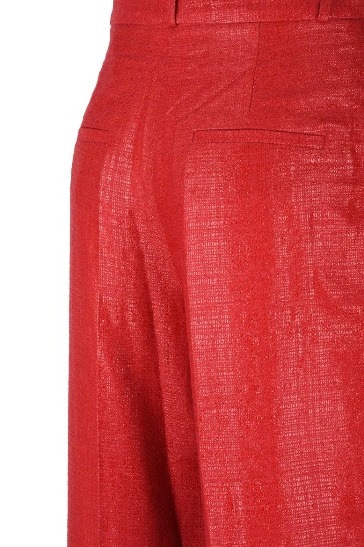 Elisabetta Franchi High Waisted Lamé Chino Trousers - Red