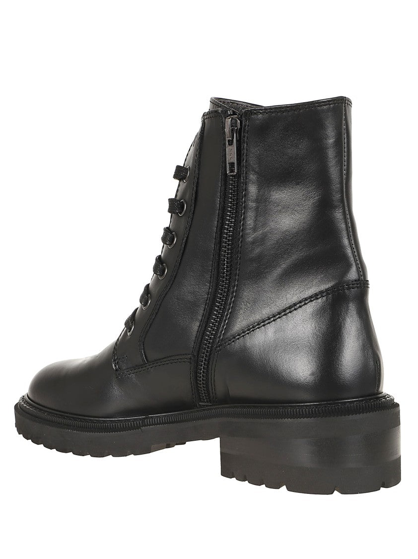 Via Roma 15 Black Leather Ankle Boots