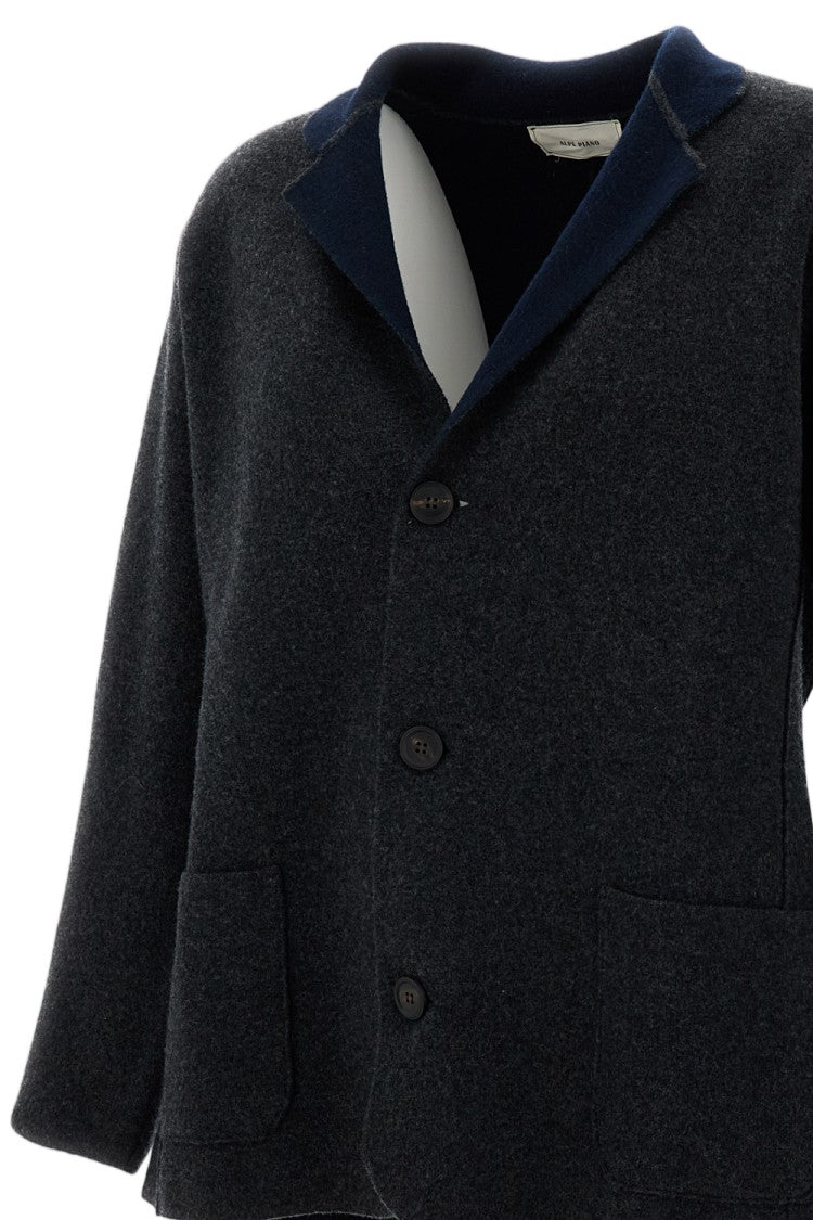 Alpe Piano Grey Convertible Collar Boiled Wool Blazer