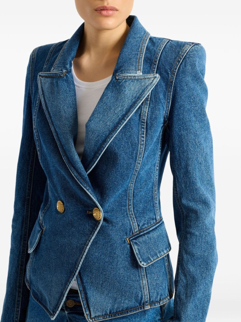 Balmain Structured Denim Jacket With Tailored Fit