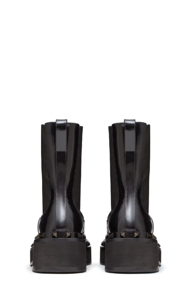 Valentino Garavani Black Rockstud M-Way Leather Chelsea Boots