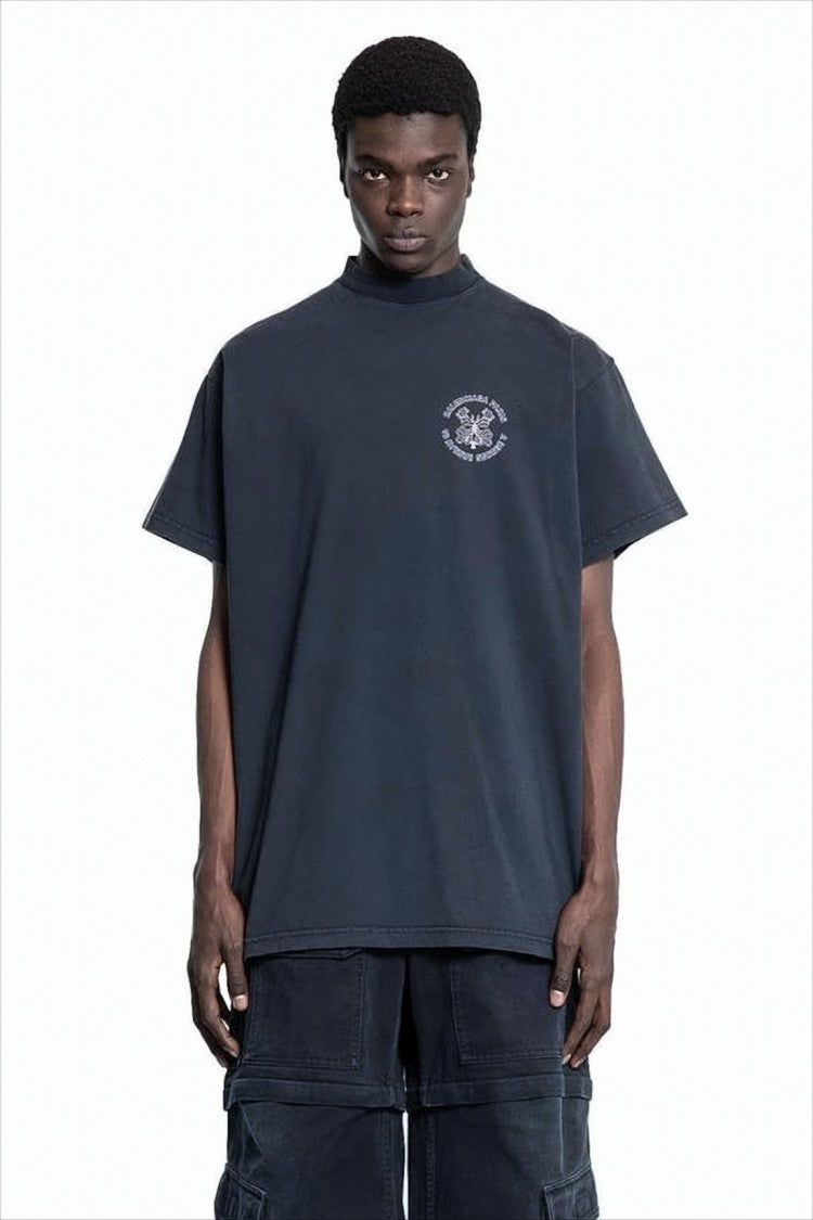 Balenciaga Loose-Fitting Black T-Shirt With High Neckline