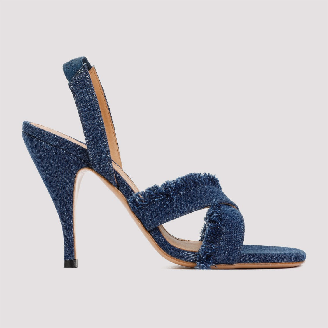 Off-White Blue Cotton Curvy Heel Denim Sandal