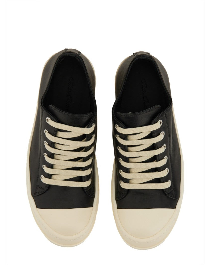 Rick Owens Black Leather Sneakers