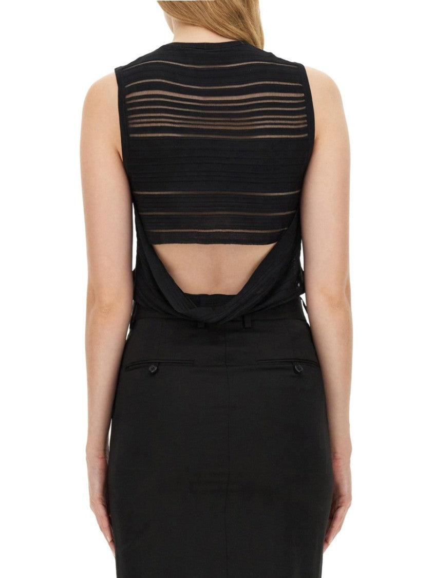 Helmut Lang Ribbed Sheer Panel Slim Fit Top