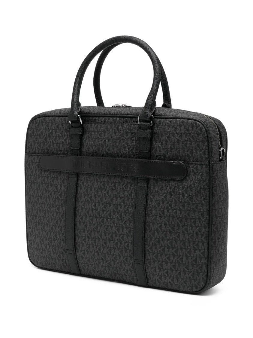 Michael Kors Black Hudson Monogram Hand Briefcase