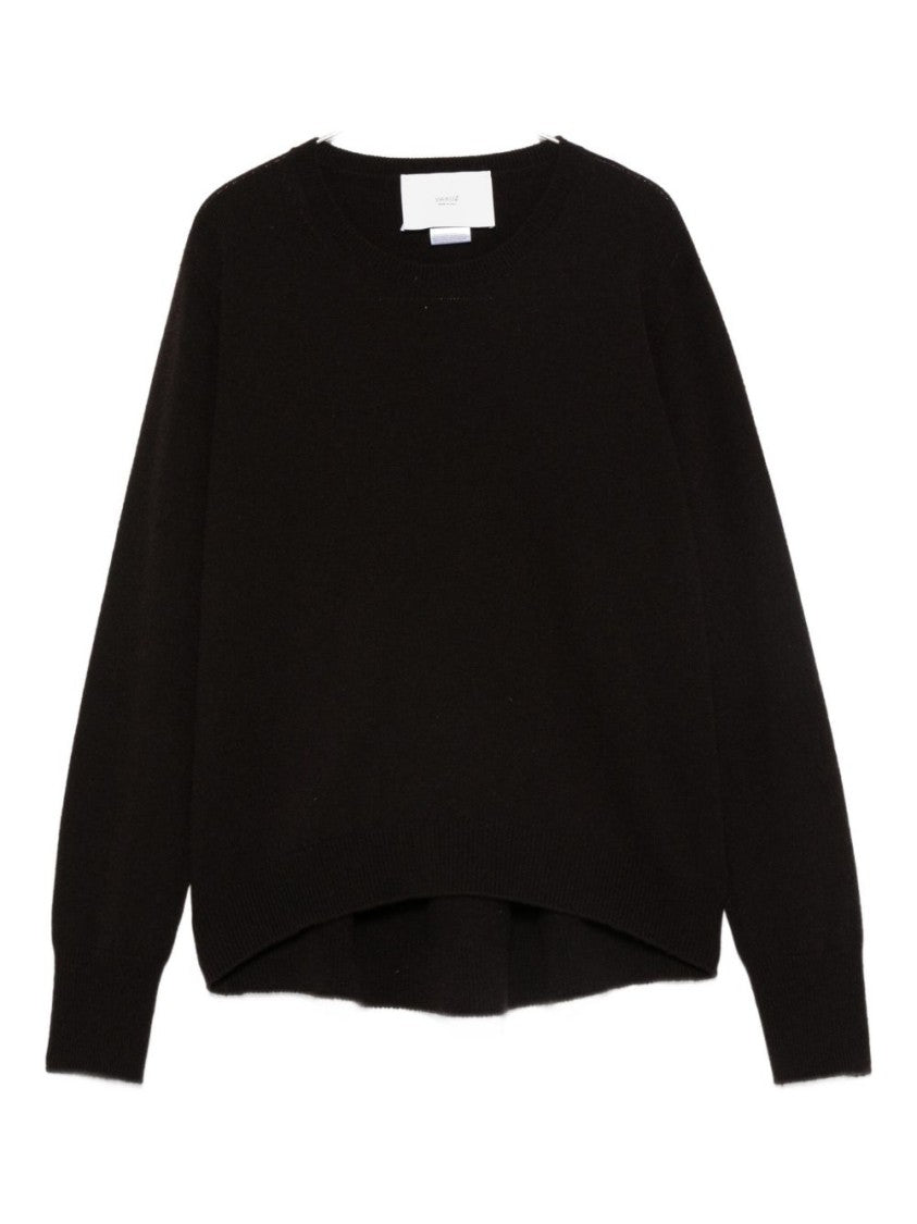 Vanisé Brown Cashmere Sweater With High-Low Hem Design