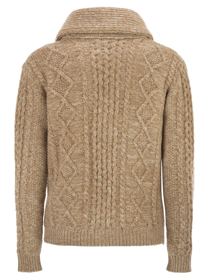 Rakki' Aran - Cardigan With Shawl Neckline