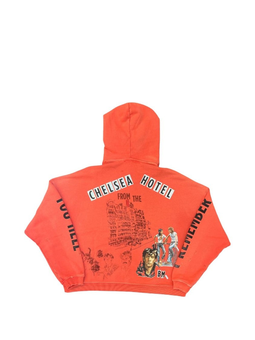 Paly Vibrant Orange Cropped Hoodie With Graphic Prints