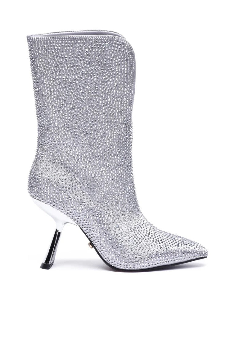 Twenty Fourhaitch Rhinestone Ankle Boot - Silver