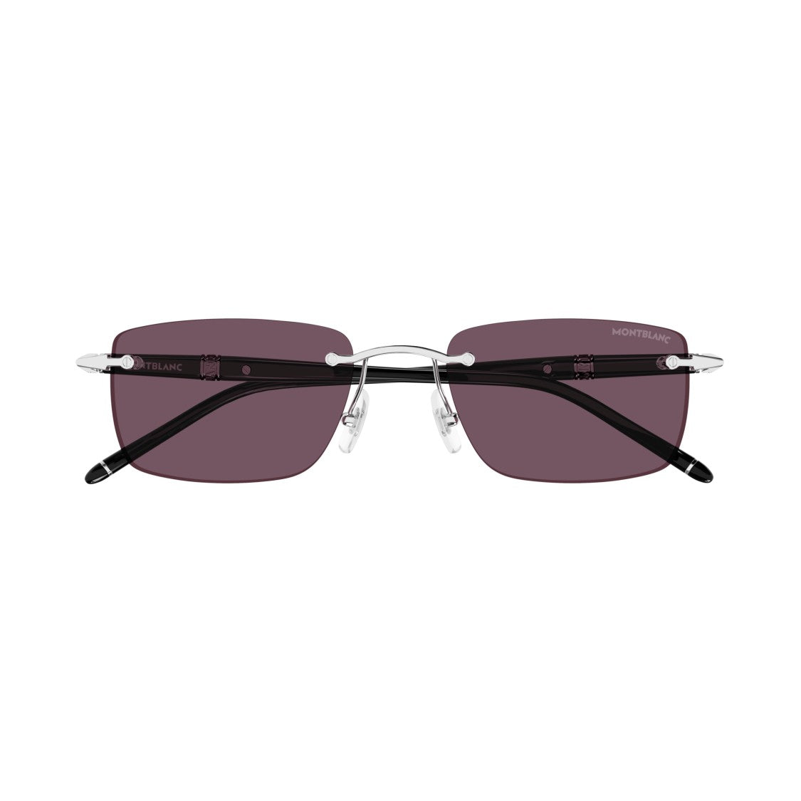 Montblanc Mb0344s Rimless Rectangular Sunglasses With Black Temples