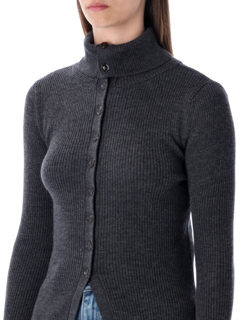 Sessùn Grey Ribbed Wool Cardigan