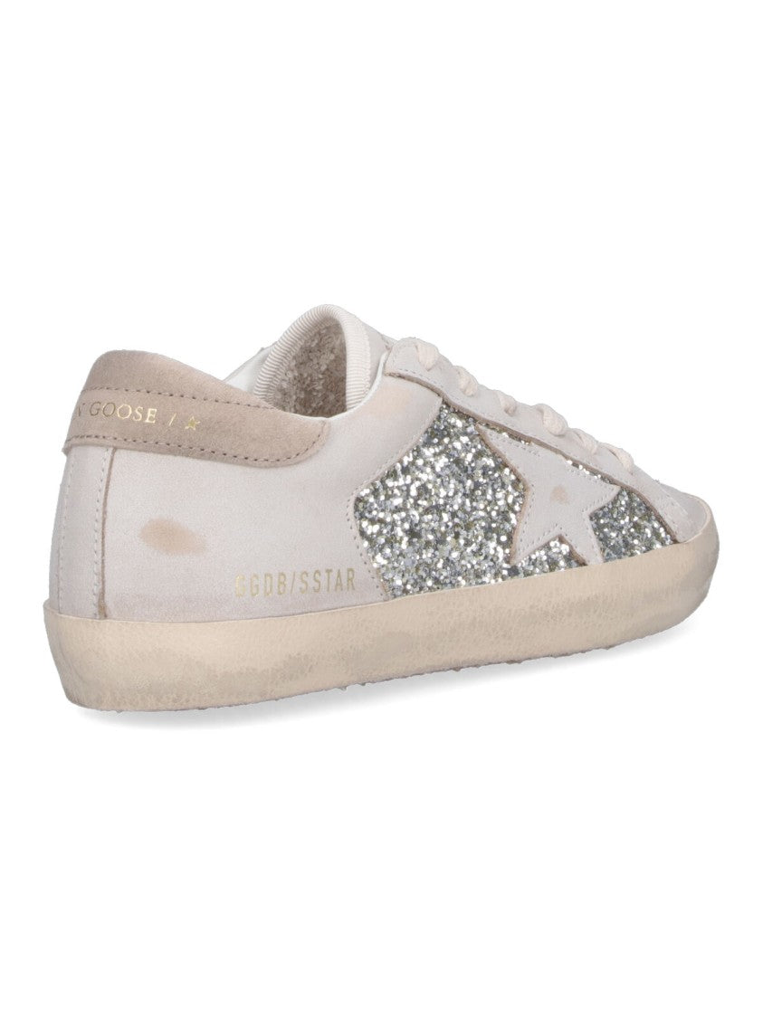 Golden Goose Low-Top Sneakers With Silver Glitter Accents