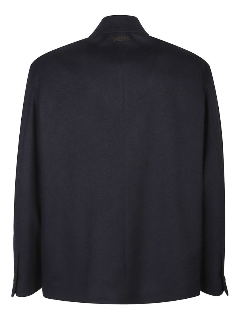 Lardini Structured Wool Jacket With Pointed Collar