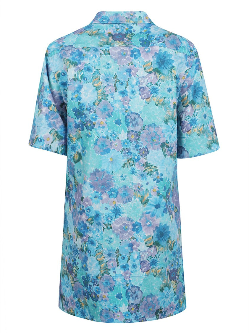 Chloé Mini Polo Dress With Daisy Print And Military Buttons