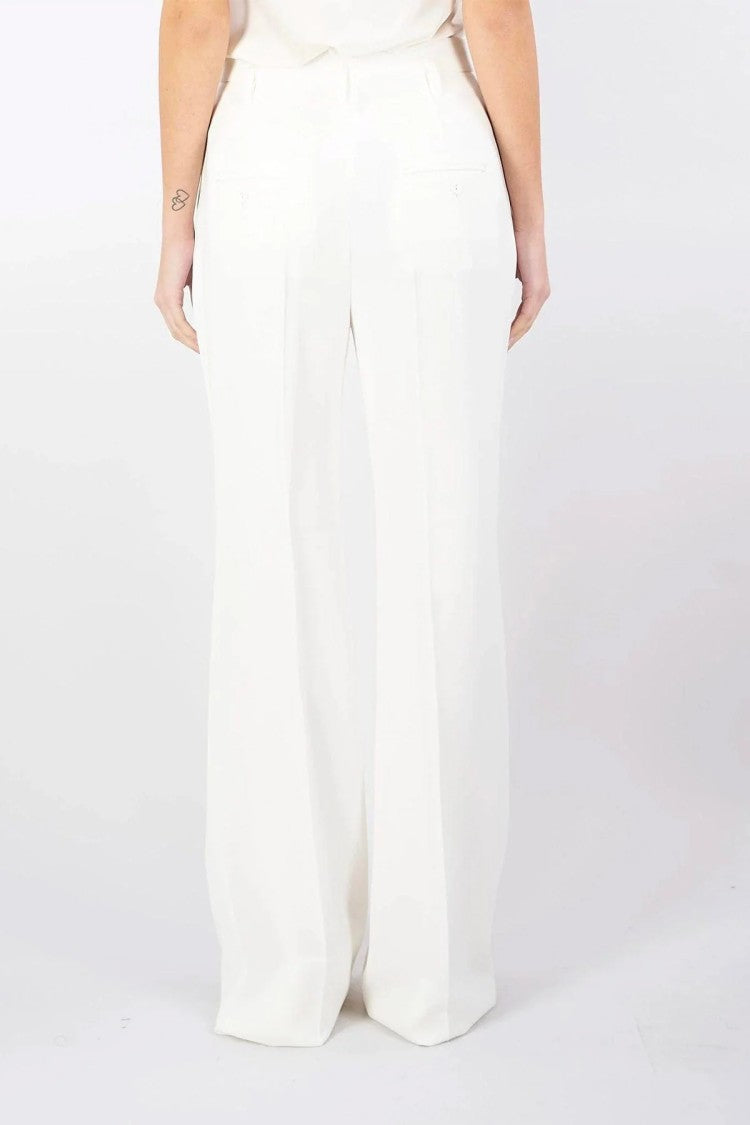 Max Mara Wide-Leg Ivory Trousers With Refined Finish