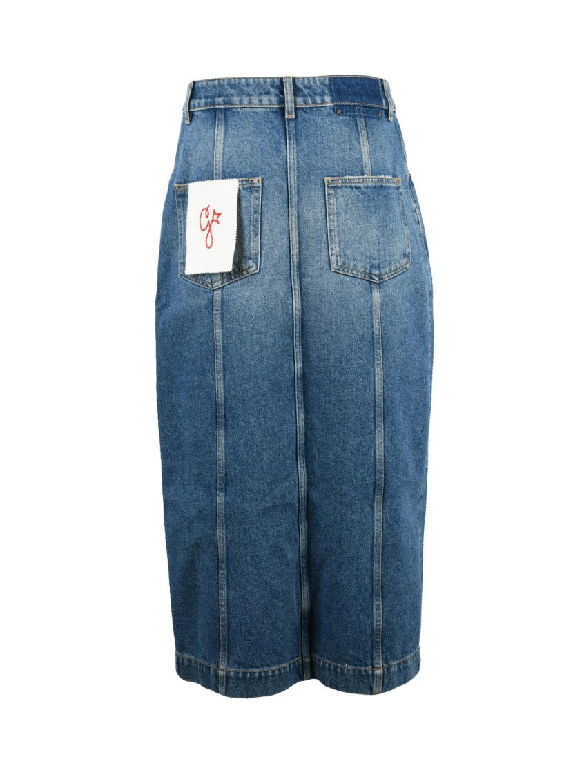 Golden Goose Blue Christine Denim Polyester Cotton Skirt