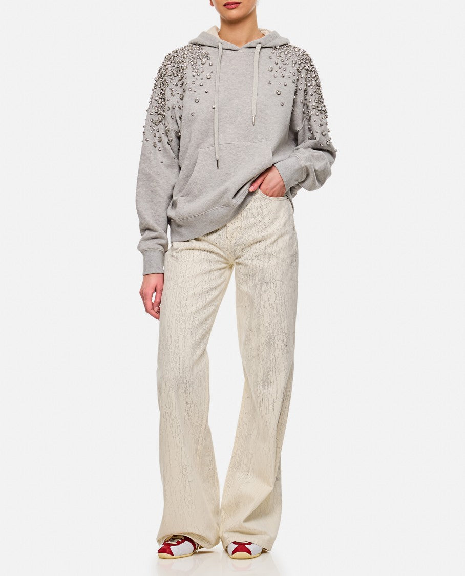 Halfboy Beige Crepe Pattern Wide Leg Jeans