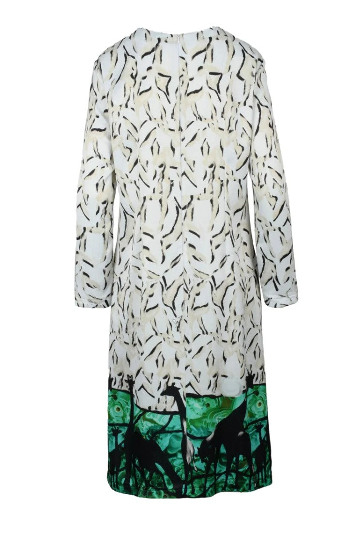 Stella Jean Midi Dress - Cream/Green