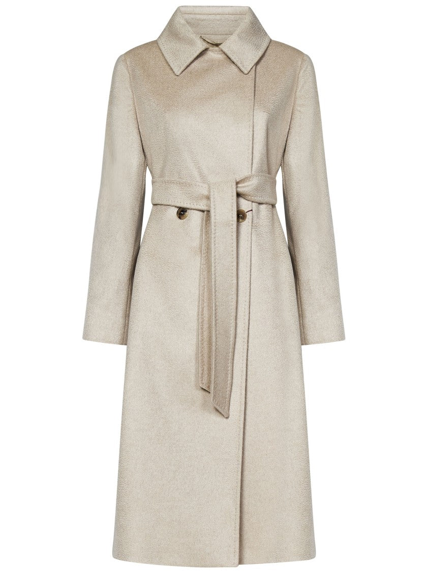 Max Mara Dove Grey Double-Breasted Cashmere Coat