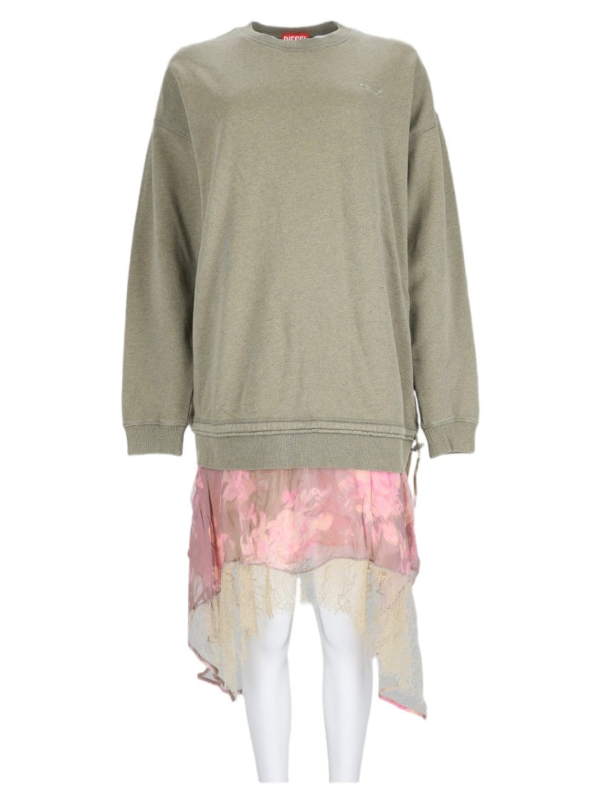 Diesel Multicolor Asymmetrical Layered Floral Cotton Day Dress