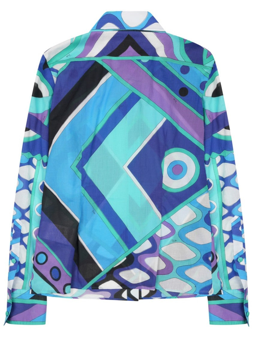 Pucci Long-Sleeved Geometric Print Silk Shirt