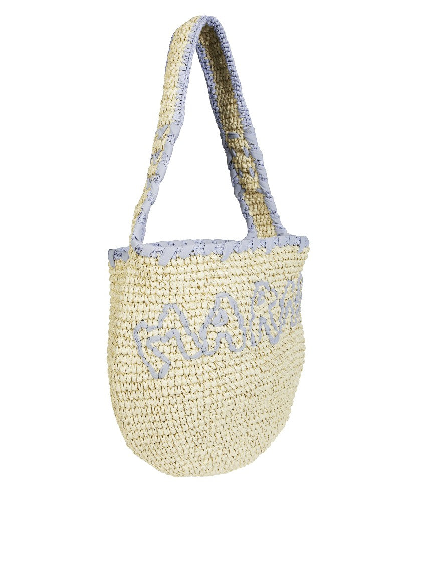 Marni Rounded Woven Shoulder Bag With Contrasting Strap