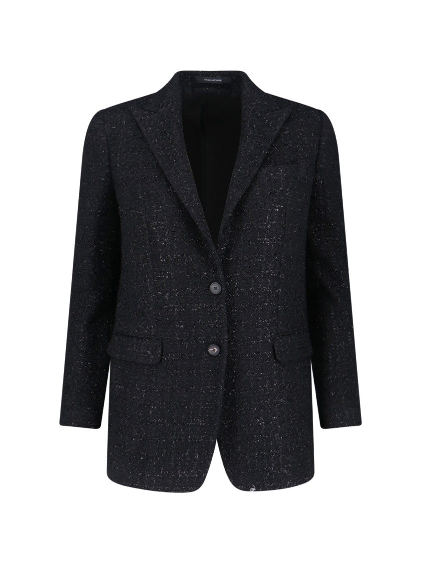Tagliatore Tailored Black Jacket With Notched Lapel And Textured Fabric