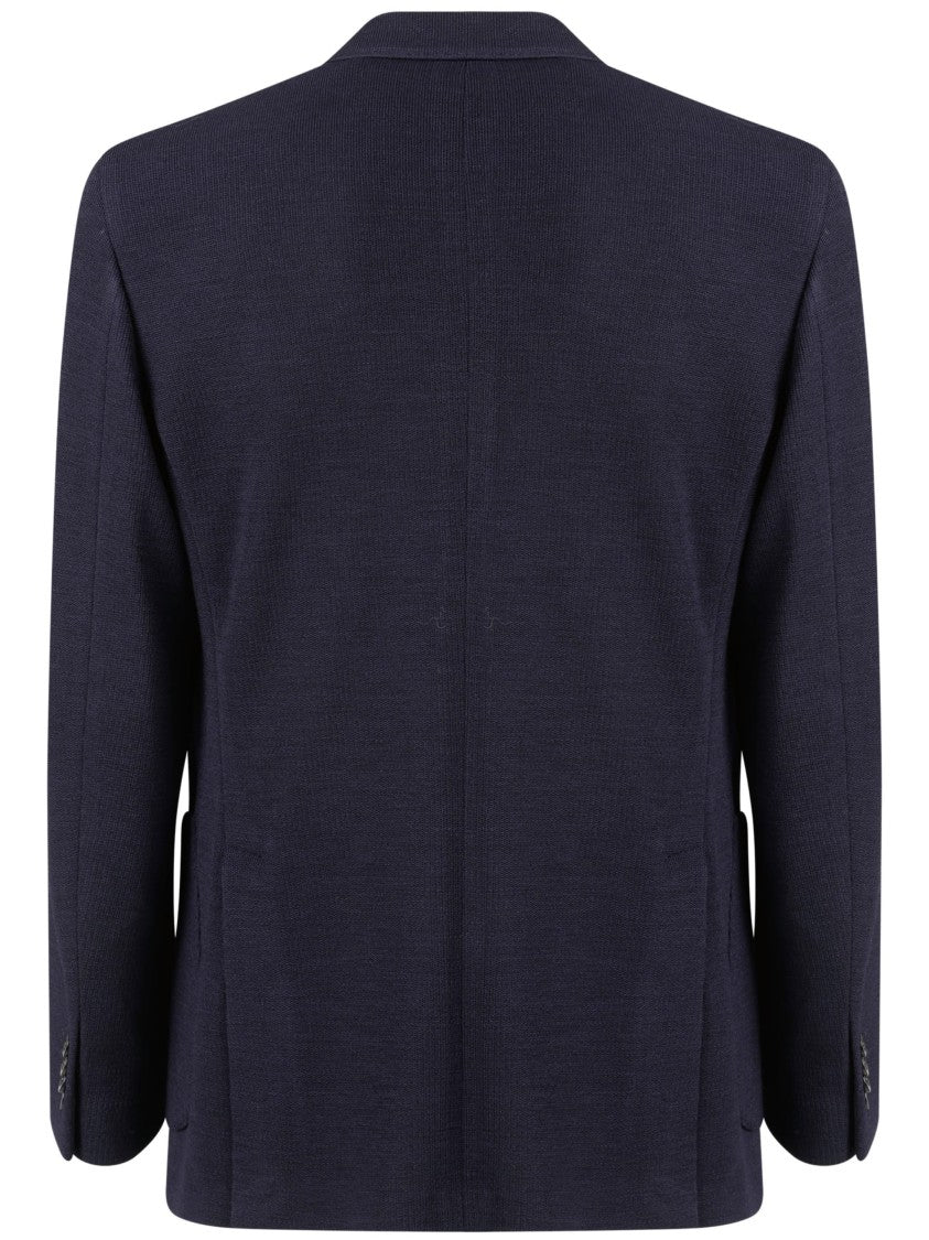 Boglioli Double-Breasted Blue Blazer With Wide Lapels And Textured Fabric