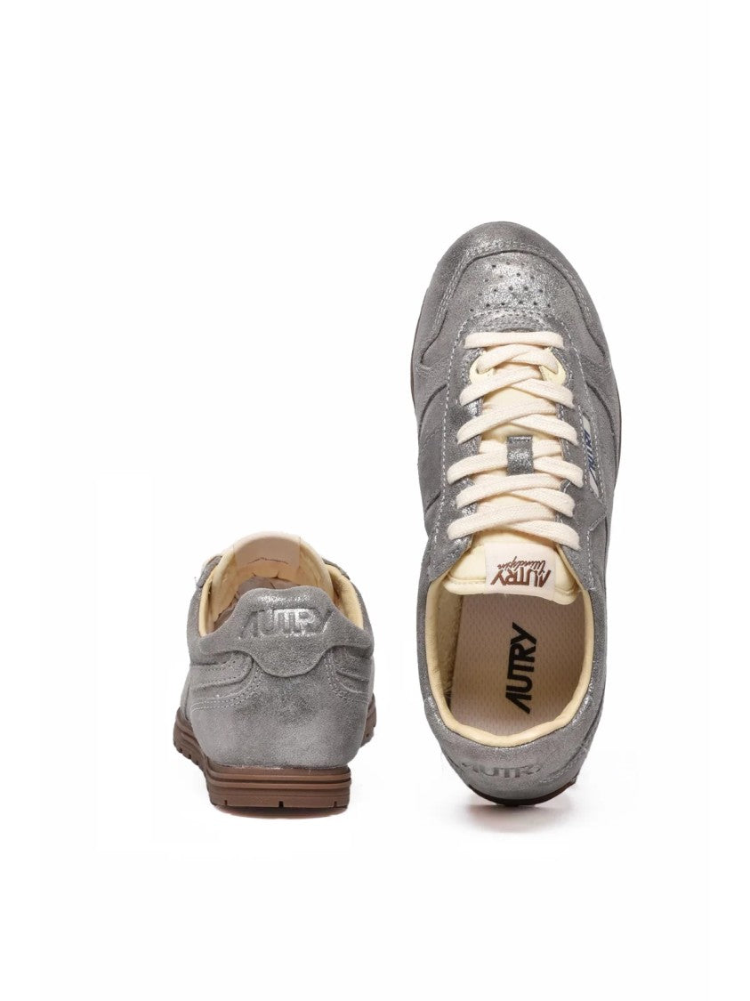 Autry Silver Polyester-Blend Textured Sneakers