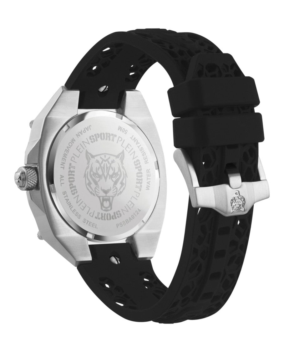 Plein Sport 47Mm Stainless Steel Timepiece With Black Guilloche Dial