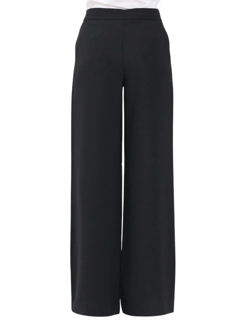 Armani Exchange Wide-Leg Black Pants With High Waist And Fluid Drape
