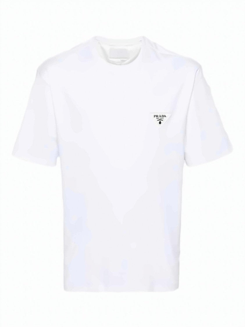 Prada Minimalist White Cotton T-Shirt With Subtle Logo Detail