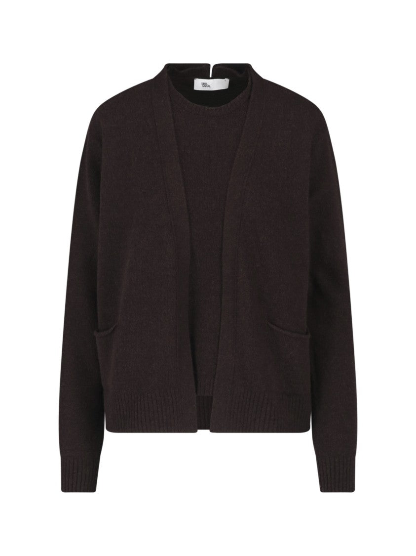 Sibel Saral Brown Jake Layered Cashmere-Merino Sweater