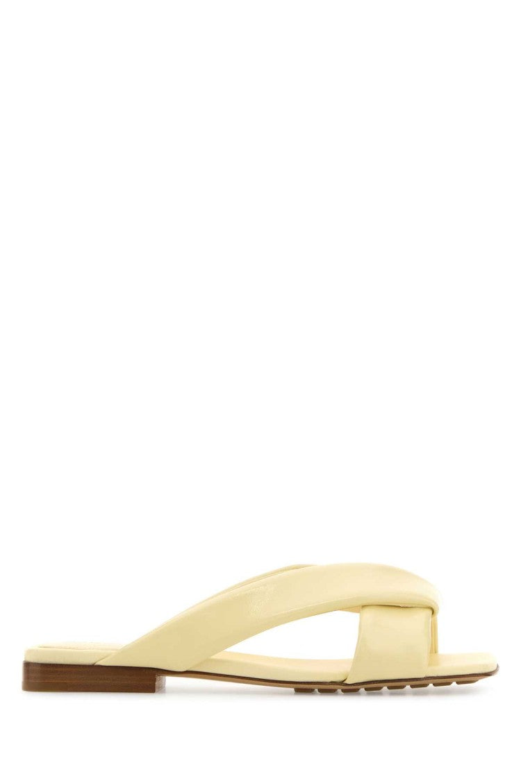 Bottega Veneta Pastel Yellow Leather Riva Slippers
