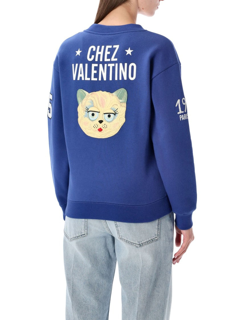 Valentino Garavani Crew Neck Fleece Cat Sweatshirt