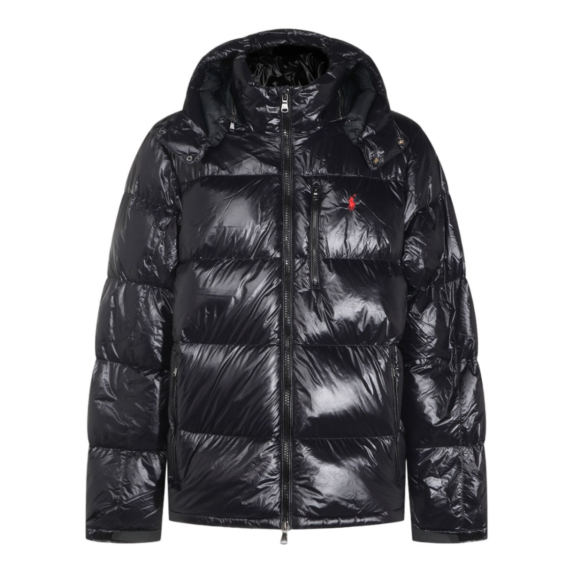 Polo Ralph Lauren Glossy Black Quilted Hooded Down Jacket