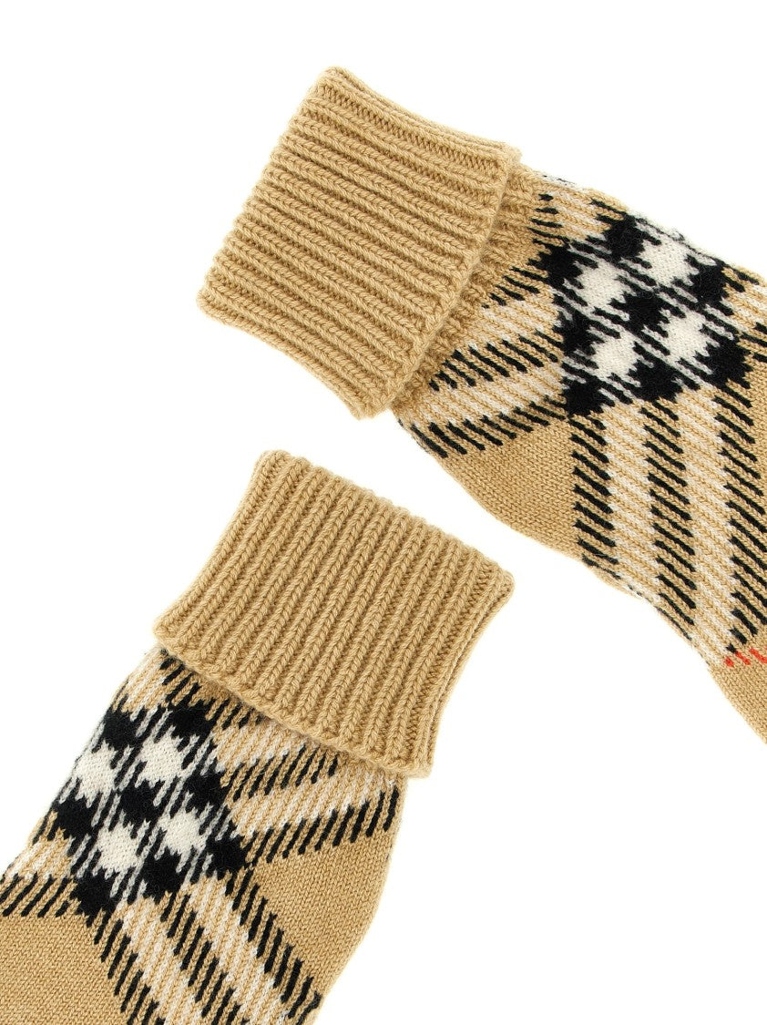 Burberry Check Cashmere Gloves