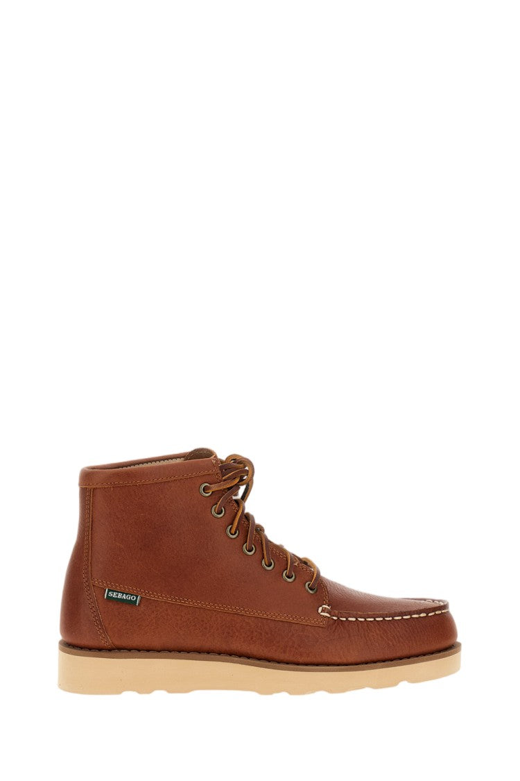 Sebago Tobacco Tala Mid Hammered Pull-Up Leather Ankle Boots