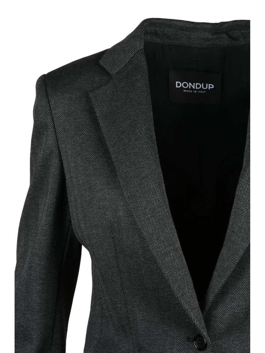 Dondup Black Logo Lined Viscose-Blend Blazer