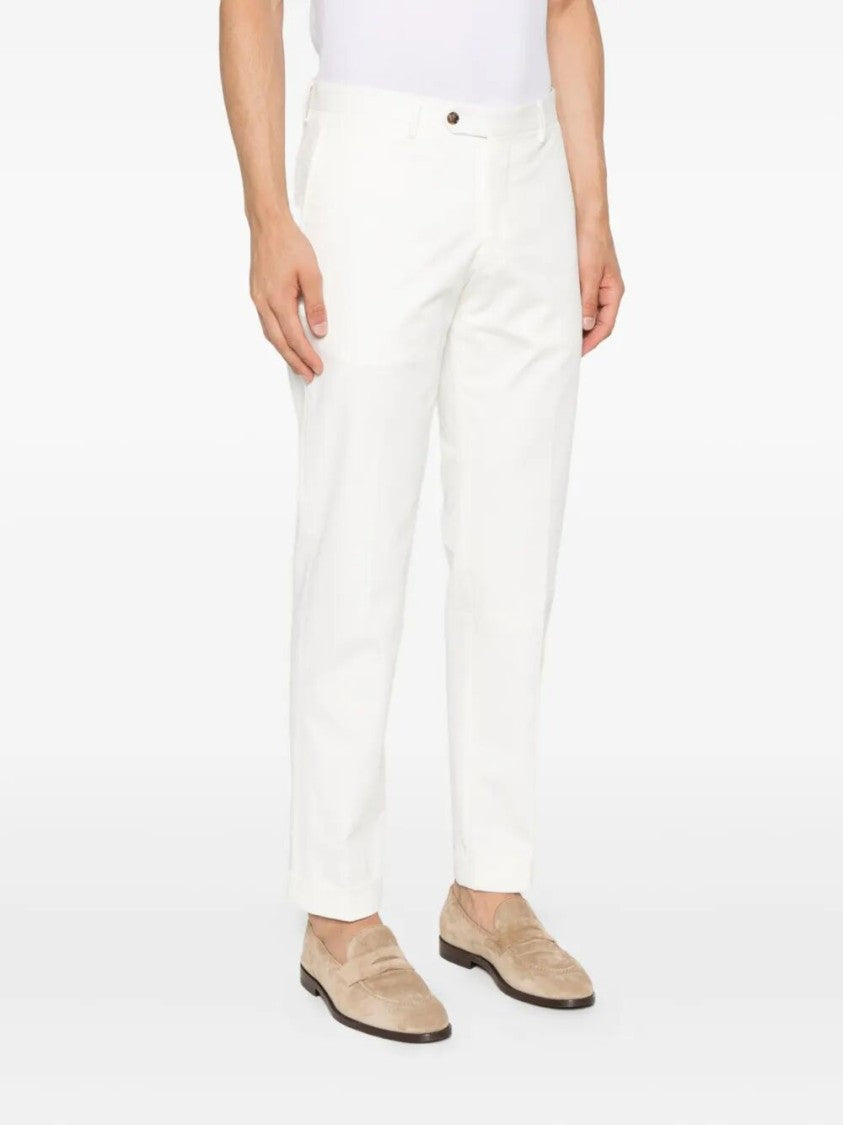 Barba Napoli Tailored White Chinos With Minimalist Design