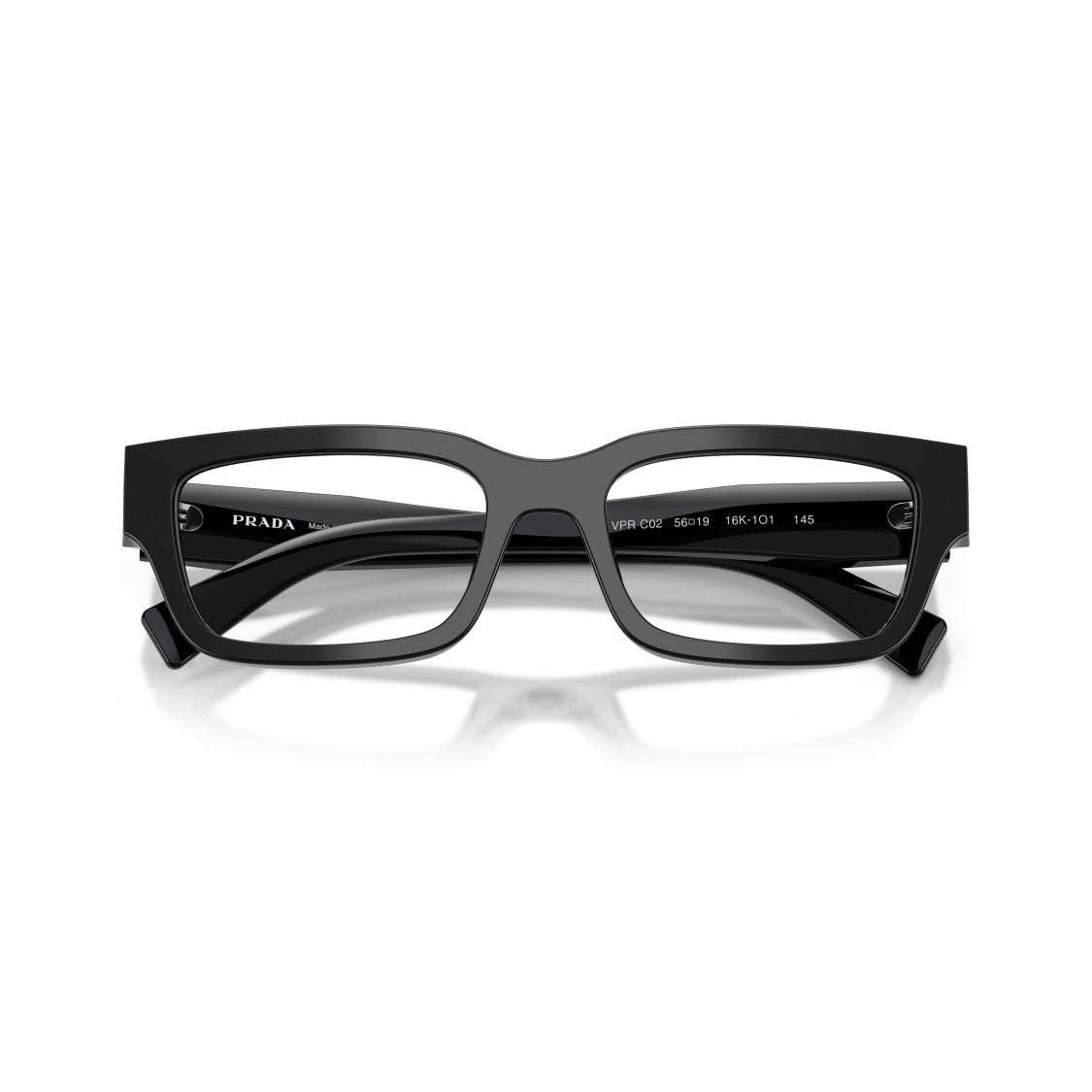 Prada 0Pr C02v Rectangular Black Acetate Sunglasses
